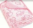 Plaid rose corail pattes toutou 1,05 x 0,75