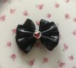 Noir coeur rouge strass argent  5 cms NL01