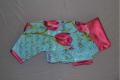 Fond turquoise avec tulipes et col fuchsia t2