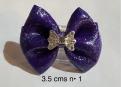Violet N1 noeud argent et strass 3,5 cms