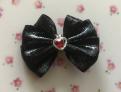 Noir coeur rouge strass argent  5 cms x20
